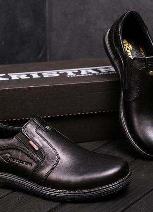 Мужские кожаные туфли kristan black old school, черные мужские демисезонные повседневные. мужская обувь9 фото