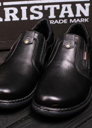 Мужские кожаные туфли kristan black old school, черные мужские демисезонные повседневные. мужская обувь10 фото