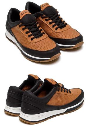 Мужские кожаные летние кроссовки, перфорация e-series classic black, туфли, кеды коричневые, мужская обувь