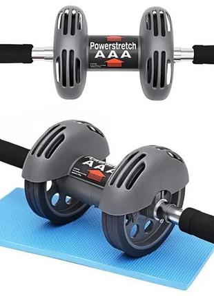 Фітнес тренажер для преса power stretch roller з автоматичним відскоком із двома колесами. тренажери для1 фото