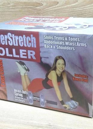 Фітнес тренажер для преса power stretch roller з автоматичним відскоком із двома колесами. тренажери для3 фото