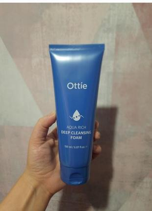 Корейская премиум пенка для очищения кожи ottie aqua 764 deep cleansing foam2 фото