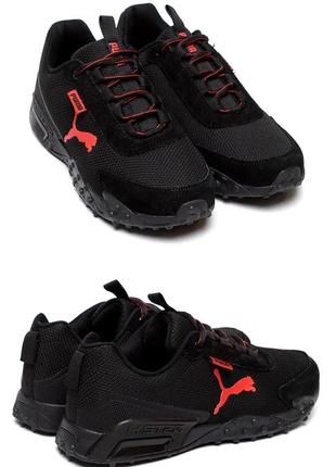 Мужские кроссовки сетка puma (пума) black, мужские туфли текстильные, кеды черные, мужская обувь