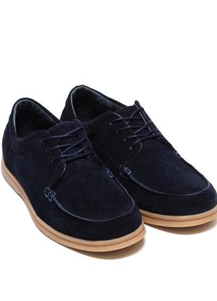 Мужские туфли из натуральной замши vankristi, мужские замшевые мокасины синие повседневные. мужская обувь4 фото