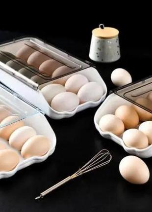 Контейнер для зберігання яєць egg storage box, на 14 шт., білий пластиковий лоток органайзер для яєць, лотки для яєць2 фото