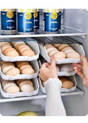 Контейнер для зберігання яєць egg storage box, на 14 шт., білий пластиковий лоток органайзер для яєць, лотки для яєць1 фото