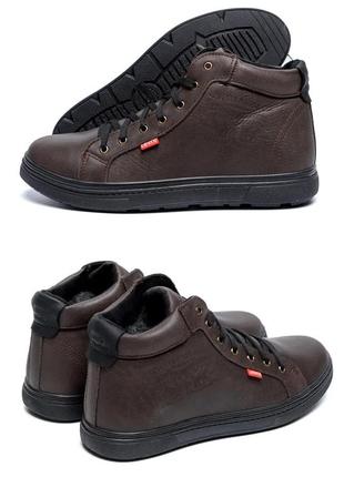 Мужские зимние кожаные кроссовки levis brown classic, сапоги, кроссовки зимние коричневые, спортивные ботинки