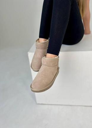 Женские теплые зимние замшевые сапоги ugg mini, женские зимние сапожки, ботинки бежевые угги. женская обувь6 фото