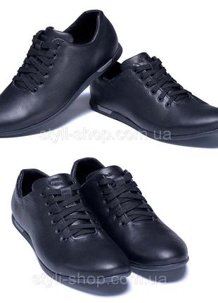 Мужские кожаные кроссовки  е-series soft, мужские спортивные туфли черные, кеды повседневные. мужская обувь