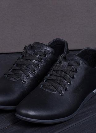 Мужские кожаные кроссовки  е-series soft, мужские спортивные туфли черные, кеды повседневные. мужская обувь8 фото