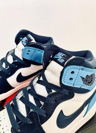 Мужские повседневные кроссовки nike air jordan 1 obsidian синие найк джордан.  мужская обувь6 фото