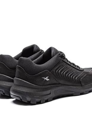 Чоловічі повсякденні шкіряні кросівки reebok (рібок) classic black, чоловічі кеди, туфлі чорні. чоловіче взуття3 фото