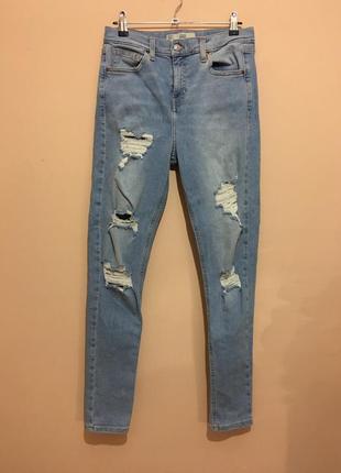 Джинсы topshop moto bleach super-rip jamie jeans w30 l325 фото