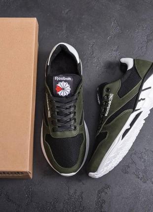 Мужские летние кроссовки сетка reebok (рибок) classic green, кеды текстильные зеленые, мужская обувь10 фото