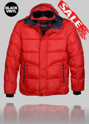 Тепла зимова чоловіча куртка black vinyl (1002-2), куртки чоловічі, спортивна чоловіча куртка, червоний