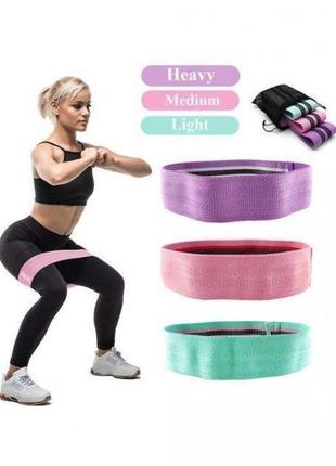 Тканевые резинки для фитнеса и спорта u-powex hip resistance band, набор 3 шт + чехол в комплекте2 фото