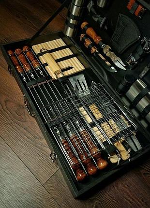 Набор шампуров в кейсе "grill №47". подарочный набор шампуров в кейсе. шампура. шашлычный набор