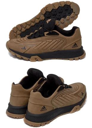 Мужские кожаные кроссовки adidas (адидас) originals ozelia mokko, кеды мужские кофейные. мужская обувь