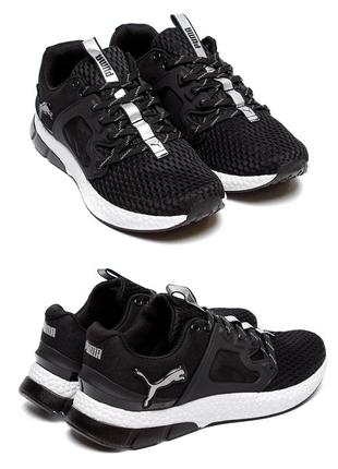 Чоловічі кросівки сітка puma (пума) black, чоловічі туфлі, кеди чорні, чоловіче взуття