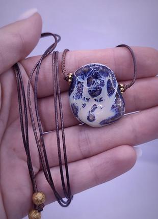 Шикарный кулон из керамики на шнурка с декором чокер подвеска украшения на шею колье