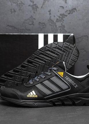 Чоловічі літні кросівки сітка adidas terrex black, кеди текстильні повсякденні адіас чорні. чоловіче взуття9 фото