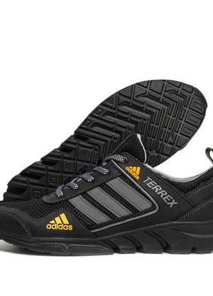 Чоловічі літні кросівки сітка adidas terrex black, кеди текстильні повсякденні адіас чорні. чоловіче взуття4 фото