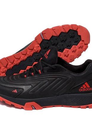 Мужские кожаные кроссовки adidas (адидас) originals ozelia black&red, кеды мужские черные красн. мужская обувь2 фото