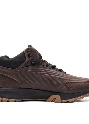 Мужские зимние кожаные ботинки adidas originals ozelia brown, кроссовки адидас коричневые, спортивные ботинки5 фото