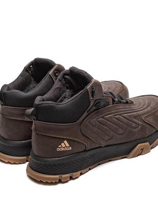 Мужские зимние кожаные ботинки adidas originals ozelia brown, кроссовки адидас коричневые, спортивные ботинки3 фото