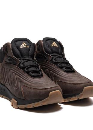 Мужские зимние кожаные ботинки adidas originals ozelia brown, кроссовки адидас коричневые, спортивные ботинки2 фото