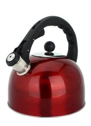 Чайник для електричних і газових плит дуже якісний і зручний rainberg rb-625 3l red1 фото