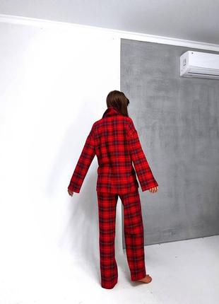 Жіноча піжама домашній комплект сорочка + штани 54/81/0060 клітинка (s,m,l,xl розміри)4 фото