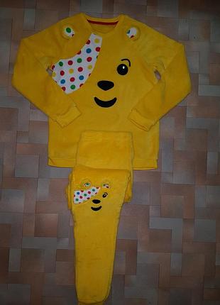 Мега теплый яркий комплект, пижама плюш, велсофт george 11-13 лет 152-158 см