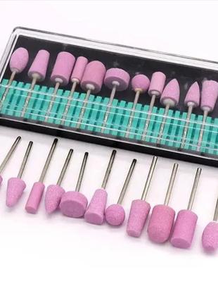 Набор корундовых насадок nail drill – на фрезер для маникюра и педикюра (12 штук)