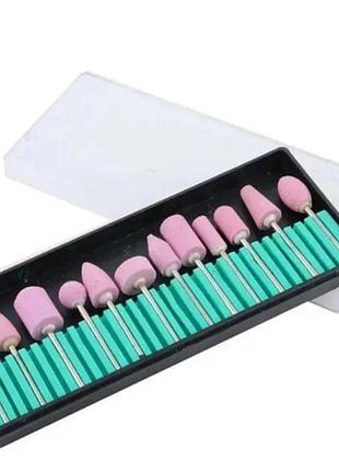 Набір корундових насадок nail drill – на фрезер для манікюру та педикюру (12 штук)3 фото