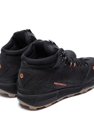 Мужские зимние кожаные ботинки merrell black, сапоги, мужские кроссовки зимние черные, спортивные ботинки3 фото