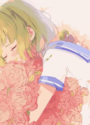 Картина по номерам аниме. девушка с цветами 40*50 см artcraft 10214-ac