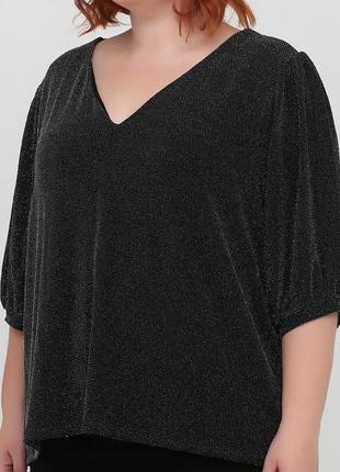 Блузка из блестящего трикотажа для женщины h&m 0926841 l черный3 фото