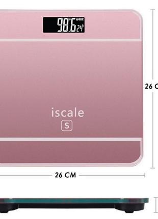 Весы напольные электронные iscale 2017d 180кг (0,1кг), с температурой. цвет: розовый2 фото