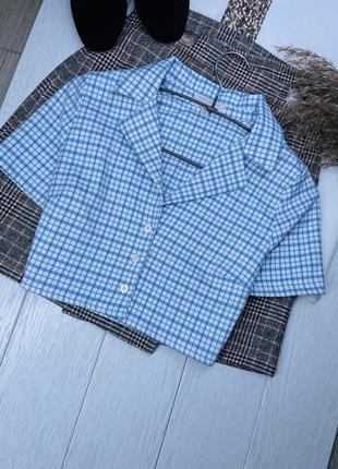 Новая короткая рубашка xs рубашка в принт плотная рубашка в клетку