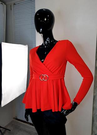 Кофта блуза с v-образным декольте ,длинным рукавом