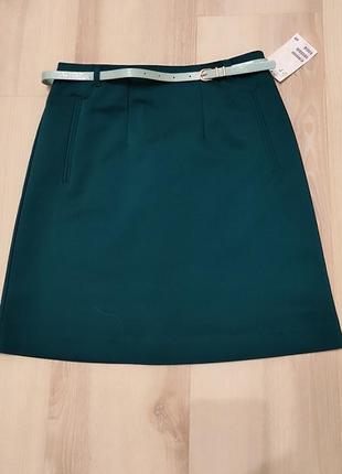 Зелена котонова коротка спідниця -трапеція h&m
