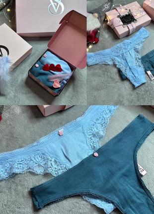 Трусики комплект подарунковий вікторія сікрет оригінал victoria’s secret