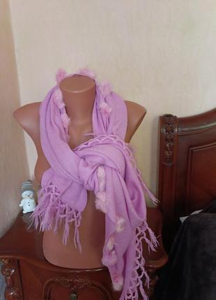 Шарф с помпончиками и кисточками из ночевки