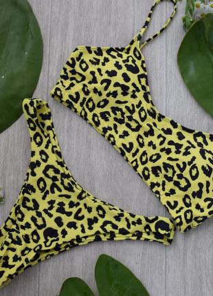 Купальник леопардовий жовтий з топом