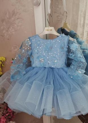 Платье голубое 80см