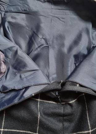 Брендовая синяя юбочка мини со складками короткая шерстяная вискозная юбка тенниска шотландка в клетку аниме аниме m&amp;s 12 m l y2k style8 фото