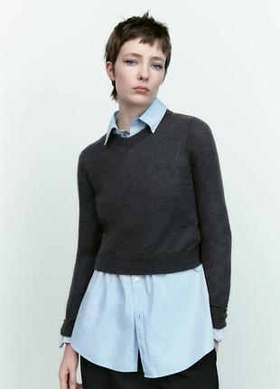 Zara кофта свитер из тонкой смесовой шерсти с альпакой