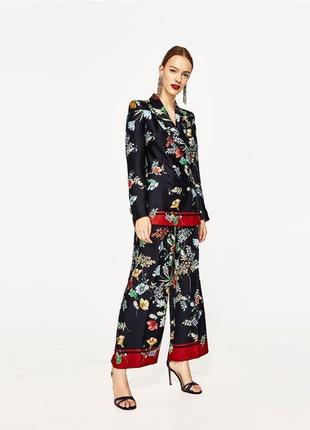 Красивий квітковий двобортний блейзер піджак, жакет zara5 фото