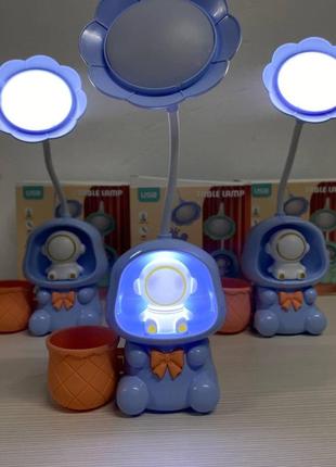 Детская настольная аккумуляторная led лампа 3in1 rabbit blue2 фото